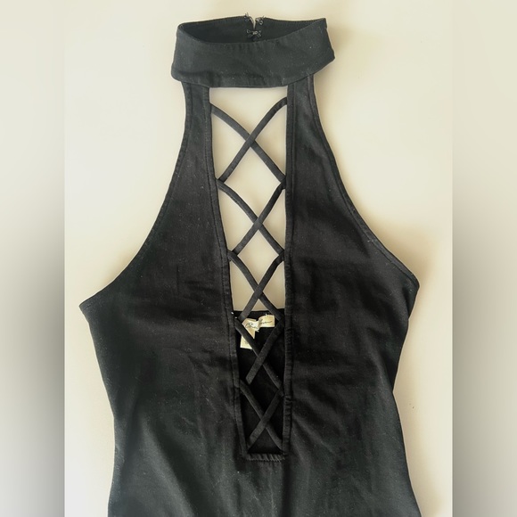 Express Dressy Black Lace Cutout Bodysuit. Size XSmall. Like New! - Picture 2 of 5